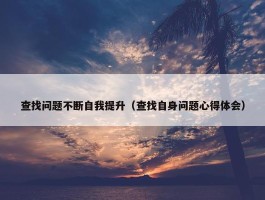 查找问题不断自我提升（查找自身问题心得体会）