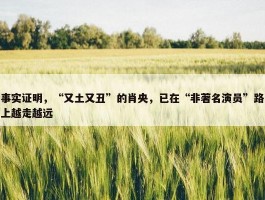 事实证明，“又土又丑”的肖央，已在“非著名演员”路上越走越远