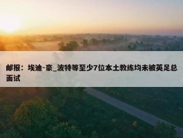 邮报：埃迪-豪_波特等至少7位本土教练均未被英足总面试