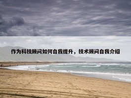 作为科技顾问如何自我提升，技术顾问自我介绍