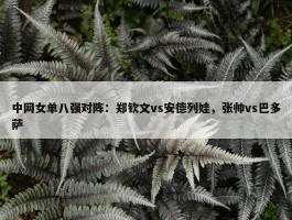 中网女单八强对阵：郑钦文vs安德列娃，张帅vs巴多萨