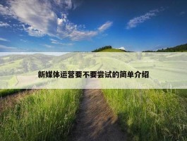 新媒体运营要不要尝试的简单介绍