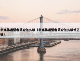 新媒体运营者简介怎么填（新媒体运营者简介怎么填才正确）