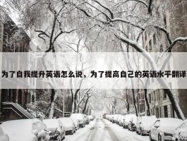 为了自我提升英语怎么说，为了提高自己的英语水平翻译