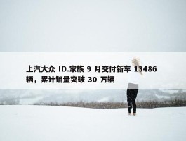 上汽大众 ID.家族 9 月交付新车 13486 辆，累计销量突破 30 万辆