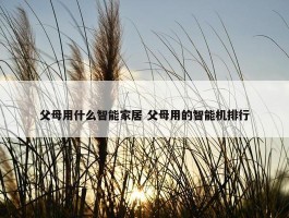 父母用什么智能家居 父母用的智能机排行