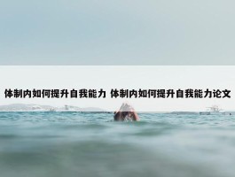 体制内如何提升自我能力 体制内如何提升自我能力论文