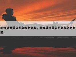 新媒体运营公司名称怎么取，新媒体运营公司名称怎么取的