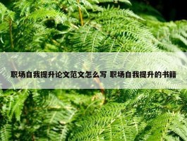 职场自我提升论文范文怎么写 职场自我提升的书籍