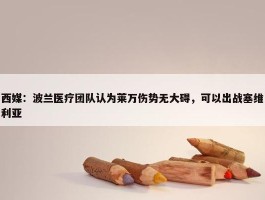 西媒：波兰医疗团队认为莱万伤势无大碍，可以出战塞维利亚