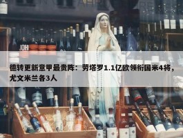 德转更新意甲最贵阵：劳塔罗1.1亿欧领衔国米4将，尤文米兰各3人