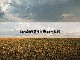 sem如何提升自我 sem技巧