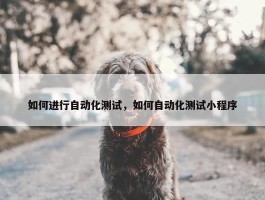 如何进行自动化测试，如何自动化测试小程序