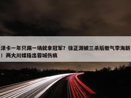 泽卡一年只踢一场就拿冠军？徐正源被三杀后撒气李海新！两大川媒指出蓉城伤痕