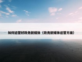 如何运营好政务新媒体（政务新媒体运营方案）