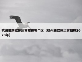 杭州做新媒体运营都在哪个区（杭州新媒体运营招聘2020年）