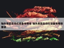 轴头安装自动化设备有哪些 轴头安装自动化设备有哪些要求