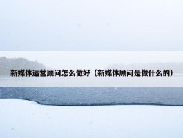 新媒体运营顾问怎么做好（新媒体顾问是做什么的）