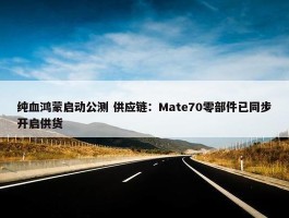 纯血鸿蒙启动公测 供应链：Mate70零部件已同步开启供货