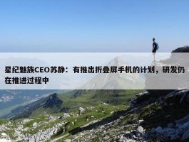 星纪魅族CEO苏静：有推出折叠屏手机的计划，研发仍在推进过程中