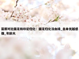 苗原对比国足和印尼归化：国足归化没血缘_自身优越感强_年龄大