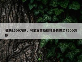 暴跌1500万欧，阿尔瓦雷斯德转身价降至7500万欧