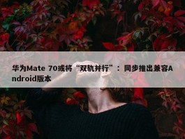 华为Mate 70或将“双轨并行”：同步推出兼容Android版本