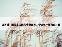 战术板｜国足定位球防守那么差，伊万该不该为此下课