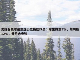 美媒召集球迷票选历史最佳球员：库里得票5%，詹姆斯12%，乔丹太夸张