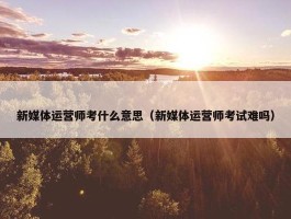 新媒体运营师考什么意思（新媒体运营师考试难吗）