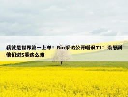 我就是世界第一上单！Bin采访公开嘲讽T1：没想到他们进S赛这么难