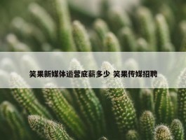 笑果新媒体运营底薪多少 笑果传媒招聘