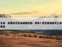 五星：武磊能否出战成都存疑；张琳芃和王振澳留在上海康复