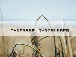 一个人怎么提升自我 一个人怎么提升自我价值