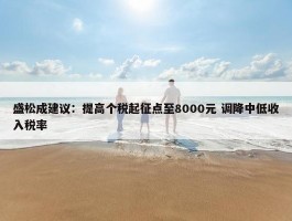 盛松成建议：提高个税起征点至8000元 调降中低收入税率