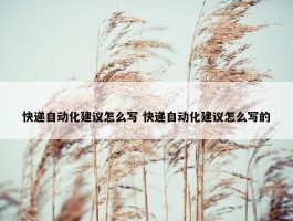 快递自动化建议怎么写 快递自动化建议怎么写的