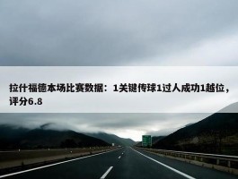 拉什福德本场比赛数据：1关键传球1过人成功1越位，评分6.8