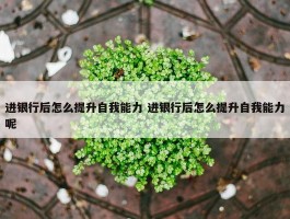 进银行后怎么提升自我能力 进银行后怎么提升自我能力呢