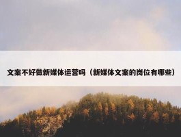 文案不好做新媒体运营吗（新媒体文案的岗位有哪些）