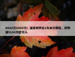 4000万8000万！迪亚斯转会2年身价翻倍，利物浦5100万欧引入