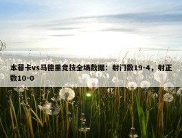 本菲卡vs马德里竞技全场数据：射门数19-4，射正数10-0