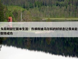 戈森斯回忆国米生涯：伤病和迪马尔科的好状态让我未能取得成功