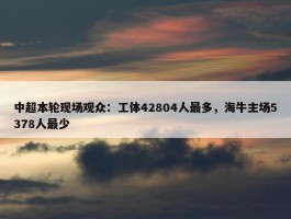 中超本轮现场观众：工体42804人最多，海牛主场5378人最少