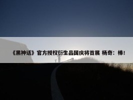 《黑神话》官方授权衍生品国庆将首展 杨奇：棒！