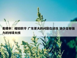 麦穗丰：相较防守 广东更大的问题在进攻 缺少足够强力的持球大核