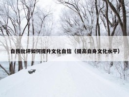 自我批评如何提升文化自信（提高自身文化水平）