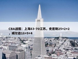 CBA战报：上海83-70江苏，史密斯25+2+2，威尔逊18+9+4