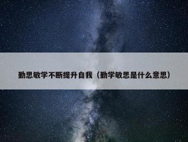 勤思敏学不断提升自我（勤学敏思是什么意思）