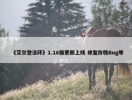 《艾尔登法环》1.16版更新上线 修复存档Bug等