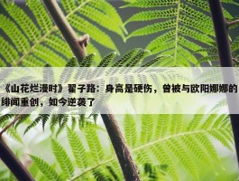 《山花烂漫时》翟子路：身高是硬伤，曾被与欧阳娜娜的绯闻重创，如今逆袭了